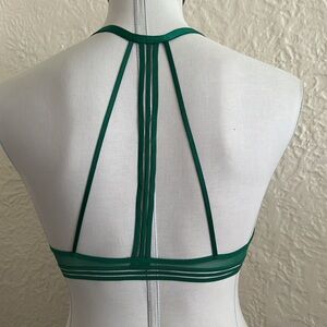 Victoria’s Secret Very Sexy Push-Up Green Lace Strappy Back Bra 32C FLAW